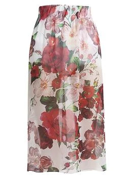 Dolce & Gabbana | Floral Silk Semi-Sheer Elasticized Midi-Skirt