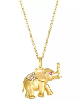 Le Vian | Bubble Gum Pink Sapphire (0.01 ct. t.w.) & Vanilla Diamond Elephant Necklace (0.07 ct. t.w.) in 14k Honey Gold