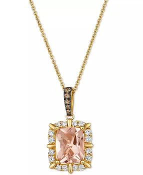 Le Vian | Peach Morganite (1-1/2 ct. t.w.) 
Diamond (1/4 ct. t.w.) 20" Adjustable Pendant Necklace in 14k Gold