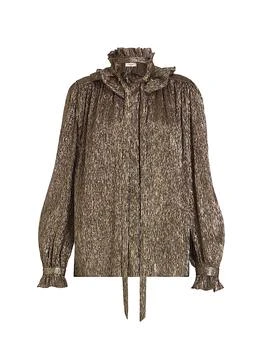 Chloé | Ruffled Silk-Blend Lamé Blouse