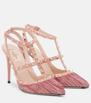 Valentino | Rockstud 100 velvet and leather pumps