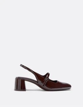 Stradivarius Mary jane block heel in brown