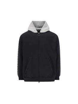 Balenciaga | Balenciaga Stripe Patched Hooded Zip-Up Hoodie