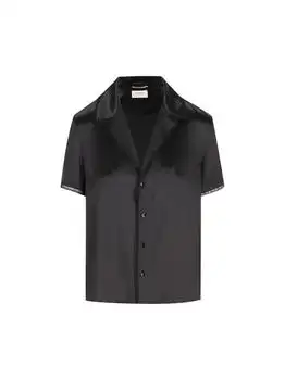 Yves Saint Laurent | Saint Laurent Lace-Trim Button-Up Pajama Top