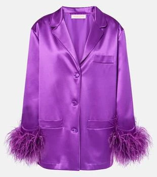 Valentino | Feather-trimmed silk satin shirt