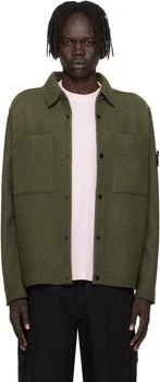 Stone Island | Green 5100058 Felted RWS Wool Overshirt