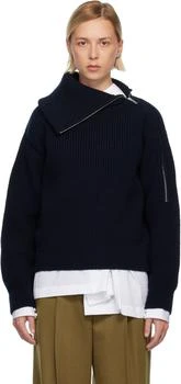 Dries Van Noten | Black Zipped Wool Turtleneck