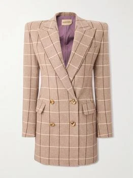 Valentino | Double-breasted Checked Wool Blazer - Light brown - IT38