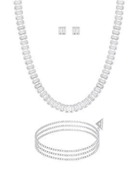 GUESS 3-Pc. Rhinestone and Glass Stone Metal-Tone Necklace, Stud Earrings, and Bracelet Set