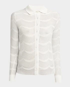 Tom Ford | Crescent Mesh Polo Button Down Top