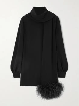 Valentino | Feather-trimmed Scarf-detailed Silk Crepe De Chine Blouse  - IT36