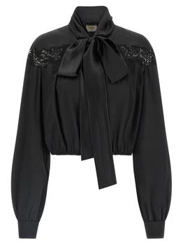 Yves Saint Laurent | Saint Laurent Bow Detailed Lace Shirt
