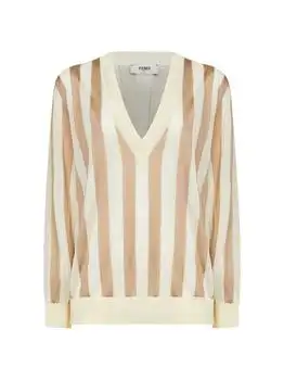 Fendi | Fendi Striped V-Neck Knitted Jumper