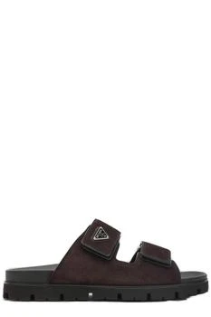 Prada | Prada Enamel-Triangle Slip-On Sandals