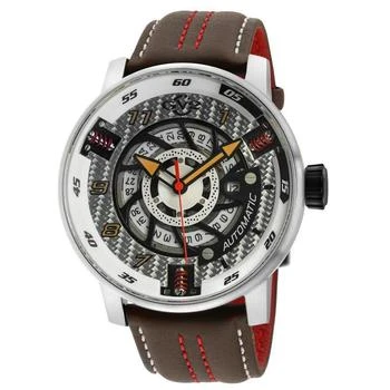 Gevril | GV2 Motorcycle Mens Silver Dial Black Calfskin Leather Watch