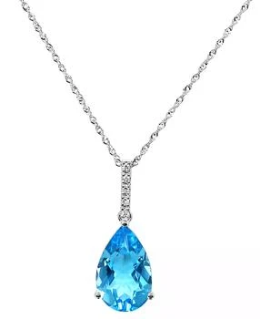 Macy's | Blue Topaz (5 ct. t.w.) & Diamond Accent Pendant Necklace in 14k White Gold