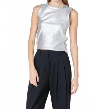 Metric Metallic Tank Top In Silver