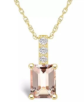 Macy's | Morganite (1-3/8 Ct. T.W.) and Diamond Accent Pendant Necklace in 14K Yellow Gold