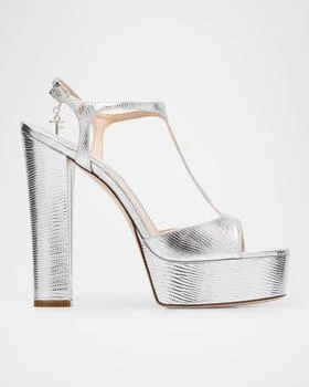 Tom Ford | Metallic T-Strap Platform Sandals