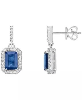 Macy's | Sapphire (2.10 ct. t.w.) & White Sapphire (0.25 ct. t.w.) Drop Earrings in 14k White Gold (Also Available in Emerald)