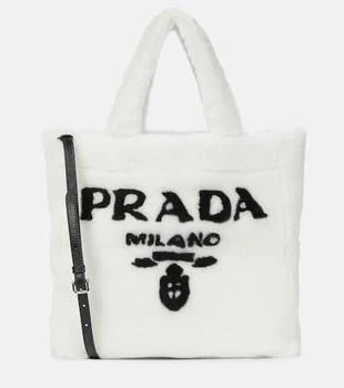 Prada | Medium logo shearling tote