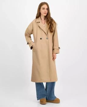 Juniors' Double-Breasted Maxi Coat