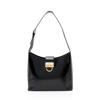 Salvatore Ferragamo | Ferragamo Vintage Leather Gancio Trifolio Large Shoulder Bag
