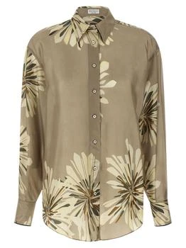 Brunello Cucinelli | Brunello Cucinelli Floral Printed Long Sleeved Shirt