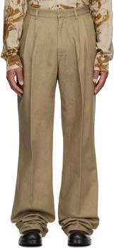 Dries Van Noten | Beige Pleated Jeans