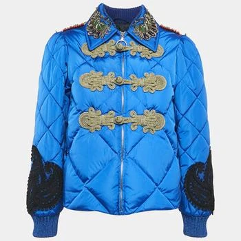 Gucci | Gucci Blue Embroidered Nylon Quilted Jacket S