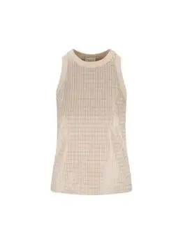 Brunello Cucinelli | Brunello Cucinelli Dazzling Check Embroidery Jersey Top