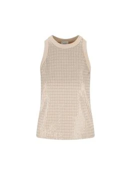 Brunello Cucinelli | Brunello Cucinelli Dazzling Check Embroidery Jersey Top