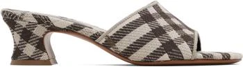 Burberry | Brown & White Check Sloane Mule Heeled Sandals