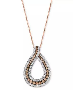 Le Vian | Chocolatier® Chocolate Diamond 
Vanilla Diamond Open Teardrop Adjustable 20" Pendant Necklace (1-1/6 ct. t.w.) in 14k Rose Gold