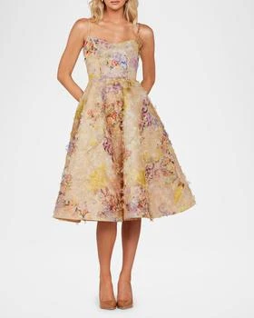 Stephanie Embroidered Applique Midi Dress