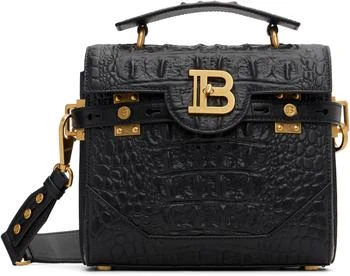 Balmain | Black B-Buzz 23 Crocodile-Print Leather Bag