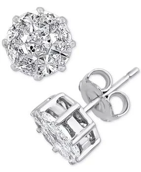 Effy | EFFY® Diamond Octagon Stud Earrings (1-1/10 ct. t.w.) in 14k White Gold