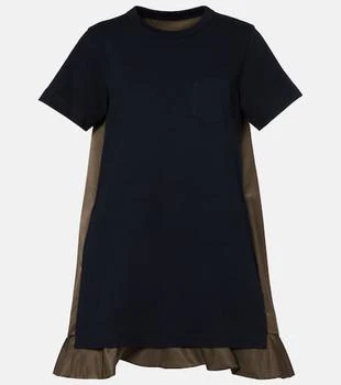 Sacai | Jersey and twill minidress