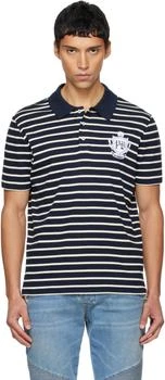 Balmain | White 
Navy College Emblem Polo
