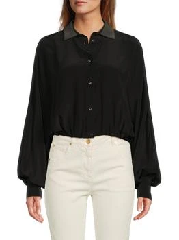 Brunello Cucinelli | Contrast Collar Silk Shirt