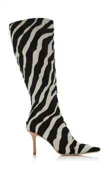Jimmy Choo | Jimmy Choo x Conner Ives Gloria Zebra-Print Pony Hair Knee Boots - Moda Operandi