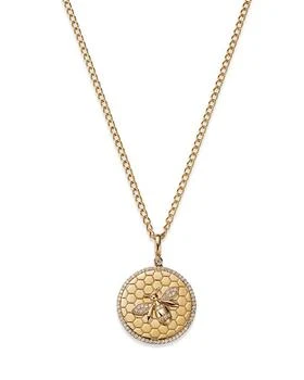 Bloomingdale's | Diamond Bumble Bee Disc Pendant Necklace in 14K Yellow Gold, 0.25 tcw