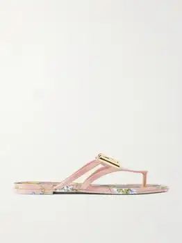 Dolce & Gabbana | Embellished Floral-print Rubber Flip Flops - IT35