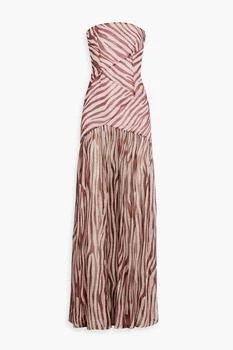 Nicole strapless zebra-print silk-chiffon maxi dress