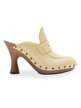 Burberry | Potter 75MM Leather Studded Clogs