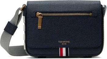 Thom Browne | Navy Pebble Grain Small Reporter Bag