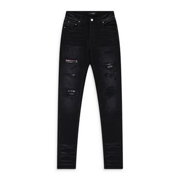 AGED BLACK HIBISCUS ARTPATCH JEANS