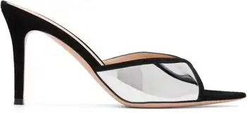 Gianvito Rossi | Black & Silver Confetti Mule Heeled Sandals