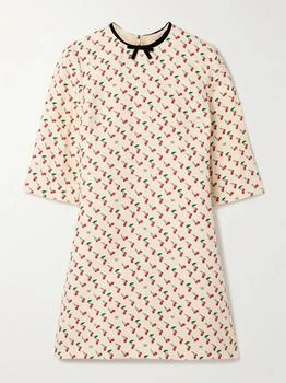 Valentino | Velvet-trimmed Printed Wool-blend Crepe Mini Dress  - IT36