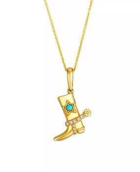 Le Vian | Turquoise (3/100 ct. t.w.) & Nude Diamond (7/100 ct. t.w.) Cowboy Boot Pendant Necklace in 14k Honey Gold